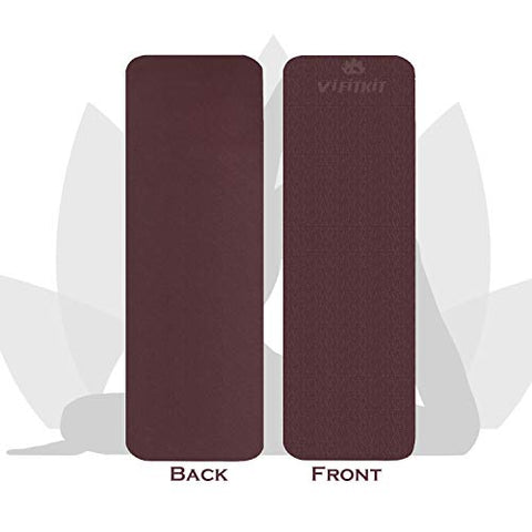 Image of VIFITKIT® Yoga Mat Anti Skid EVA Yoga mat with Carrying Strap for Gym Workout and Flooring Exercise Long Size Yoga Mate for Men Women… (Wine, 4mm)