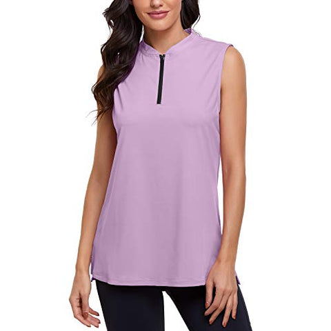 Image of CHICHO Polo Shirts for Women,Mama Like UV Sport Top Sun Protection Golf Sleeveless Tops T-Shirt Moisture Wicking UPF50+ Tennis Tank Top Dry Fit Clothes Summer Wear Pink Large
