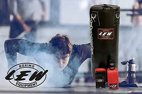 Image of LEW 4FT Filled Soft Strike Synthetic Leather Punching Bag Boxing MMA Sparring Punching Training Kick Boxing Muay Thai with Hanging Chain