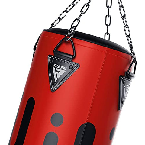 Image of RDX Punching Bag UNFILLED Set Muay Thai Training Gloves with Punch Mitts Hanging Chain, Great for MMA, Kick Boxing, Martial Arts, 4PC Available in 4FT 5FT