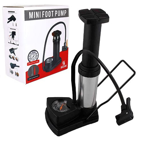 Image of Portable Mini Bike Pump/Cycle Pump with Pressure Gauge High Pressure Foot Activated Floor Bicycle Pump for Road Car Tire Pump by Bhajan