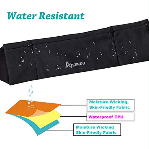 Image of Slim Running Belt Fanny Pack Phone Holder,Fitness Workout Waist Pouch Bag for Exercise Gym Walking,Travel Money Jogging Pocket Belt Runners Gift Accessories Gear for iPhone 11 8 7 Plus XS XR (Black)