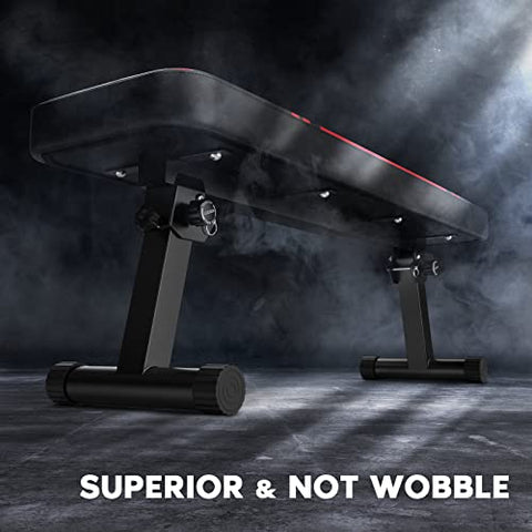 Image of FLYBIRD Flat Weight Bench Exercise Bench Foldable for Strength Training, 650 LBS Weight Capacity