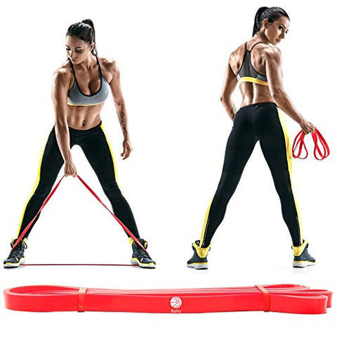 Image of Bahu Premium Pull up Assist Resistance Bands with Carry Bag for Exercise| Gym | Best for Power Workout-Yoga Stretch Mobility for Men and Women (Red )