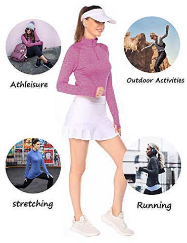Image of Elesol Women's Long Sleeve Workout Tee Running Gym Sports T-Shirt Fast Dry Red M