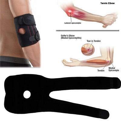 Image of Tima Elbow Support Brace Breathable Adjustable Tennis Golfers Strap Wrap Sports Outdoor Sport Protector Black