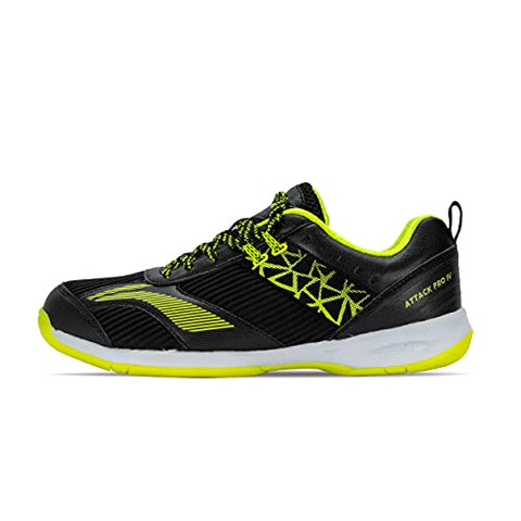 Image of Li-Ning ATTACK PRO IV Non-Marking Badminton Shoes BLACK/LIME,9 UK