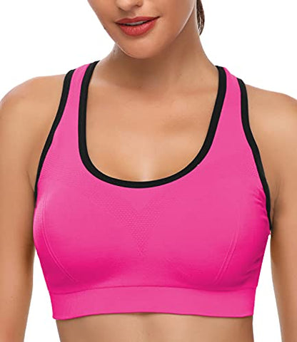 Image of MIRITY Women Racerback Sports Bras - High Impact Workout Gym Activewear Bra Color Hotpink Size 3XL