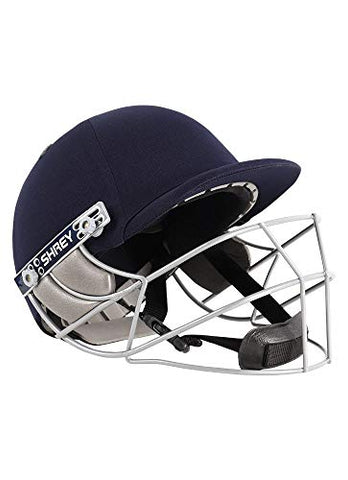 Image of Shrey Match Mild Steel Visor Cricket Helmet, Men's Large (Navy Blue)