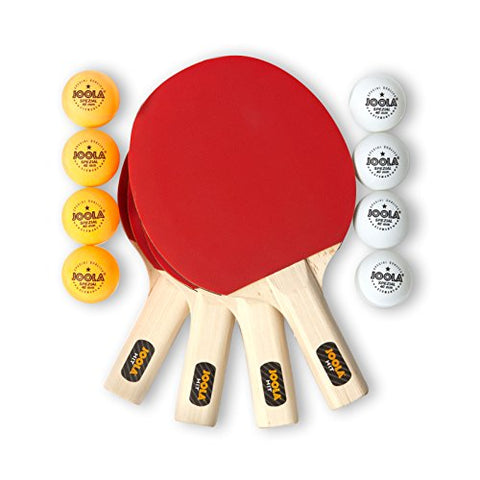 Image of JOOLA 4-Player Indoor Table Tennis Hit Set (Bundle Includes 4 Rackets/Paddles, 8 Balls, Carrying Case)