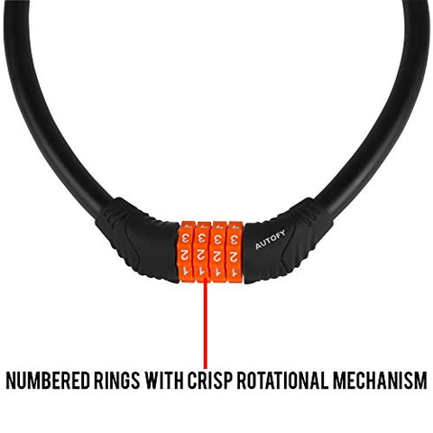 Image of Autofy Heavy Duty 4 Digit Number Lock Helmet Lock Multipurpose Lock Bike Lock Resettable Combination Lock (Black & Orange - Upgraded 2nd Gen)