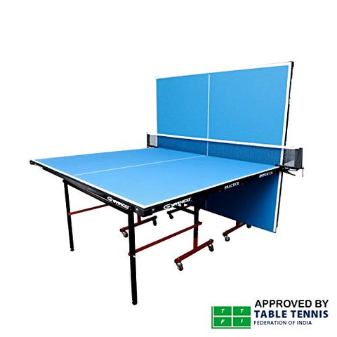 Image of GYMNCO Practice Full Size Table Tennis Table with Wheel & Laminated Top, Table Cover, 2 Tt Racket & Balls