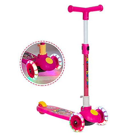 Image of NHR Smart Kick Scooter, 3 Adjustable Height, Foldable,Front Wheel Light & PVC Wheels for Kids (3 to 8 Years ,Pink)