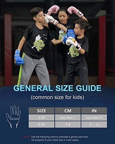 Image of TEKXYZ Bad Kids Series Boxing Gloves 4 OZ, Black - Synthetic Leather Kids Boxing Training Gloves with Vivid Color for Boys and Girls Age 3 to 12 Years Old