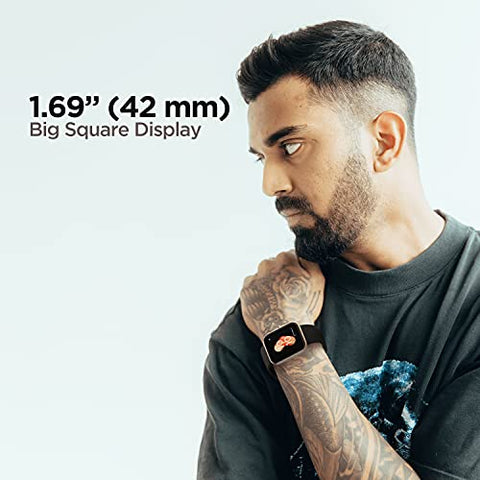 Image of boAt Xtend Smartwatch with Alexa Built-in, 1.69” HD Display, Multiple Watch Faces, Stress Monitor, Heart & SpO2 Monitoring, 14 Sports Modes, Sleep Monitor & 5 ATM Water Resistance(Pitch Black)