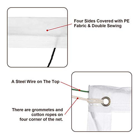 Image of ATINUS Volleyball Net, Outdoor Sports Classic Volleyball Net for Garden Schoolyard Backyard Beach Standard Size (32 FT x 3 FT) Training Equipment with Steel Cable Rope