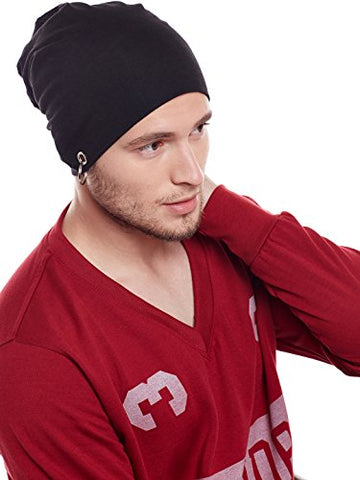 Image of Vimal Jonney BLACK Men Beanie Cap PACK OF 1-RING_CAP_BLACK_01