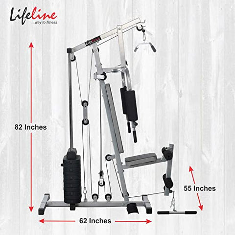 Image of ifeline Fitness HG-002 Multi Home Gym Chest Biceps Back Triceps Legs for Men, 72kg Weight Stack, Free Installation Assistance (with LB-309 Multi Bench)