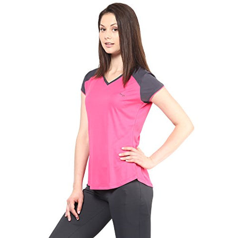 Image of berge' Ladies Polyester Dry Fit Western Shirts & Tshirts for Women, Quick Drying & Breathable Fabric, Gym Wear Tees & Workout Tops (Pink Colour)
