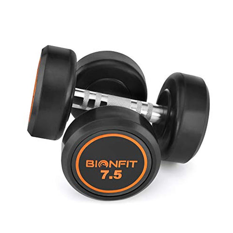 Image of BIONFIT Rubber Coated Professional | 7.5 Kg Round Dumbbells | Highly Durable Long Lasting | Helps to Improve Fitness Goals (Set of 2 , Black )