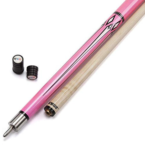 Image of GSE Games & Sports Expert 58-Inch 2-Piece Hardwood Canadian Maple Billiard Pool Cue Stick with Metallic Paint Finish (4 Colors, 18-21oz) (Pink - 21oz)