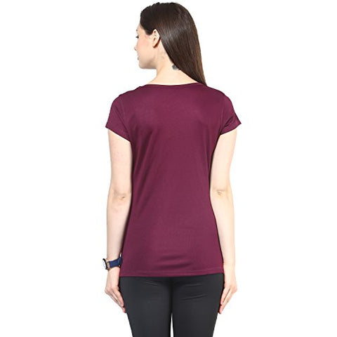 Image of berge' Ladies Polyester Dry Fit Western Shirts & Tshirts for Women, Quick Drying & Breathable Fabric, Gym Wear Tees & Workout Tops (Wine Colour) L