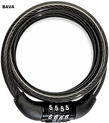 Image of NKSA Cycle Cable Lock Bicycle Number Lock Cable Lock Universal, Polished Finish, Black, Pack of 1