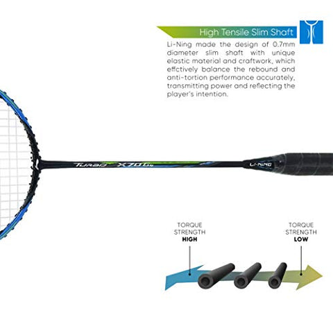 Image of Li-Ning Turbo X 70 G4 Strung Graphite Badminton Racquet (Black/Lime) with Free Full Racket Cover