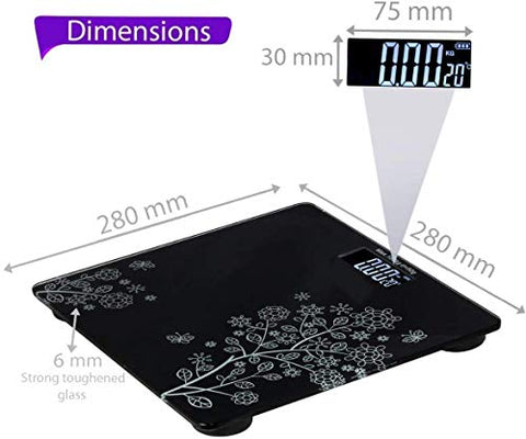 Image of Zanic - India Thick Tempered Glass Lcd Display Digital Weighing Machine, Weight Machine For Human Body Digital Weighing Scale, Weight Scale,weighing machine (Hexa) (Flower)