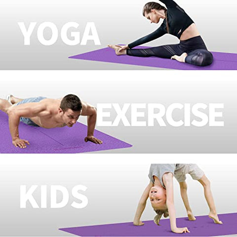 Image of PROIRON TPE Yoga Mat 1830×660×6mm (Purple+Pink), Yoga Mat Extra Wide, Non Slip Large Exercise Mat Pilates Mat with Carry Strap for Fitness Home Gym TPE Eco Friendly Yoga Mat