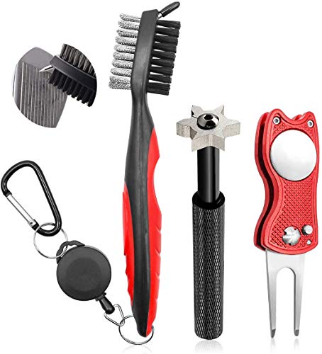 Cleaning Brush For Golf Club With Carabiner Groove Sharpener