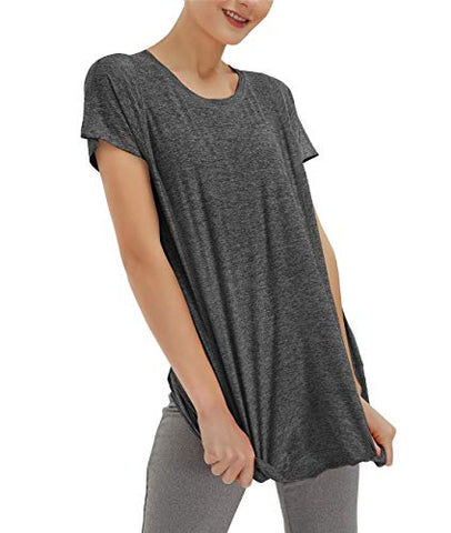 Image of Yoga T-Shirts Womens Sports Tops for Short Sleeve Running Gym Active Wear Black M