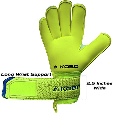 Image of Kobo GKG-07 Football/Soccer Goalie Goal Latex Keeper Gloves, Strong Grip for The Toughest Saves, with Finger Spines to Give Splendid Protection and Comfort, 8.5, with Finger Save