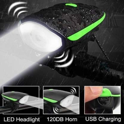 Image of AFPIN 2-in-1 Rechargeable - Cycle Lights (3 Modes) Cycle Light and Horn/Cycle Lights Rechargeable Waterproof (140 dB) Cycle Light with Horn LED Front Light