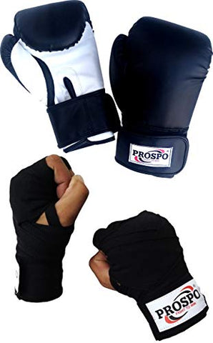 Image of Prospo Focus Pad Curved+Prospo 12 oz Training and Fighting Boxing Gloves with Hand wrap Gloves (syenthetic Leather)
