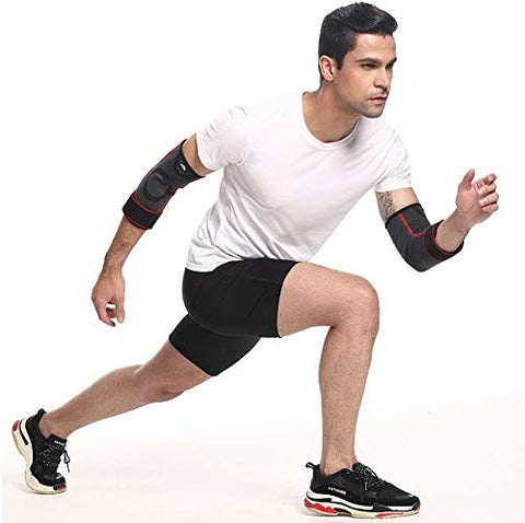 Image of Serveuttamยฎ Elbow Support for Gym with Strap - Elbow Brace for Men Women Workout | Elbow Compression Sleeves with Straps for Tendonitis Pain Relief, Tennis, Volleyball, Cricket - Elbow Band (Red, M)