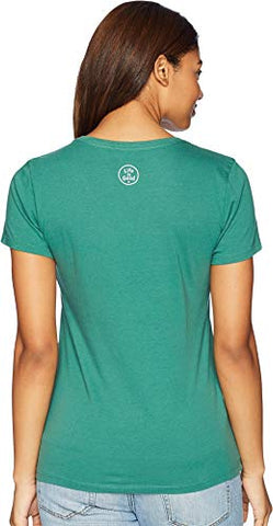 Image of Life is Good Womens Camping Graphic T-Shirt V-Neck Collection,Camp More,Forest Green,Small