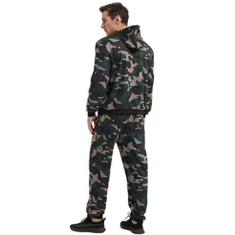Image of Osmyzcp Men's Jogging Suits Casual Pullover Hoodie 2-Piece Gym Tracksuit Camo Hooded Camo Green 3XL