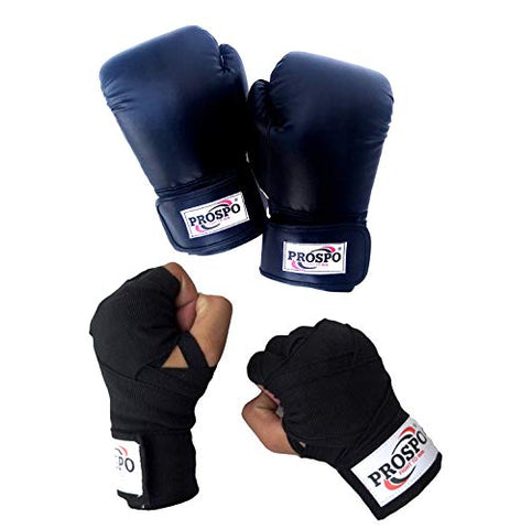 Image of Prospo Focus Pad Curved+Prospo 12 oz Training and Fighting Boxing Gloves with Hand wrap Gloves (syenthetic Leather)