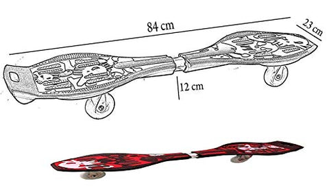 Image of Tec Tavakkal® Wave Board, Skate Board 31 x 8 Inch with Carry Bag LED Flash Colourful Lights on Wheels Upto 100 KG - Blue