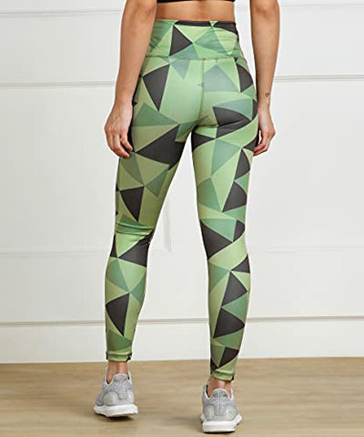 Image of Rock Paper Scissors Premium Gym wear/Active Wear Tights Strechable Leggings Yoga Pants Gym Tight Geometric Green
