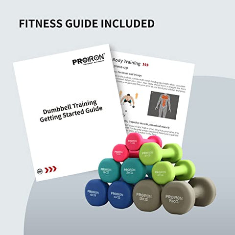Image of PROIRON Neoprene Dumbbell with Rack Set 1kg/2kg/3kg - Home Exercise for Ladies Kids Arm Hand Weights Pilates Dumbbells