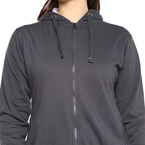 Image of Alan Jones Clothing Women's Solid Cotton Hooded Sweatshirt (WM17-SS01_Stone_XL)