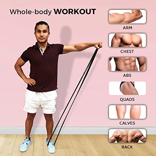 SLOVIC Fitness Resistance Band - 42-inch Loop with Door Anchors | Pull up Training Bands for Calisthenics | with Workout Guide | 3 Years Warranty