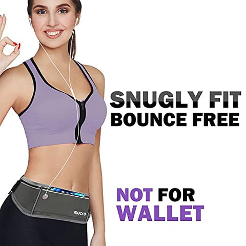 Image of MUCRO Running Fanny Pack, Large Capacity Sports Workout Running Belt with Loudest Survival Whistle and Adjustable Extender Belt for 6.5" Android Apple iPhone Running Fanny Bag