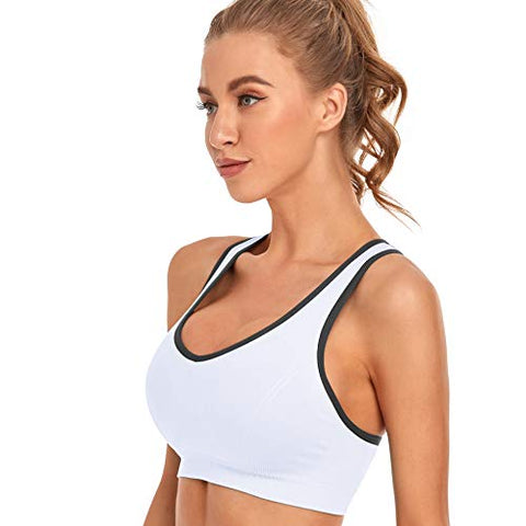 Image of GXXGE Padded Racerback Sports Bras for Women High Impact Workout Yoga Gym Activewear Fitness Bra Black White Small
