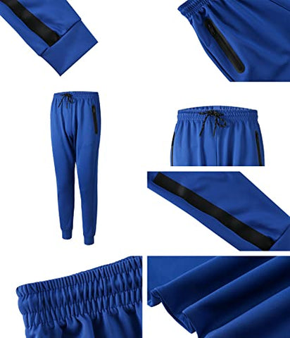 Image of URBEX Men's Athletic Casual Tracksuit Pants Hooded Full Zip Jacket Sweatsuit Set for Men…-ROYAL-2XL
