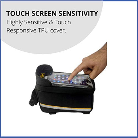 Image of GR GOLDEN RIDERS Polyester Bicycle Front Frame/Tube Bag for Mobile Phone (Black)