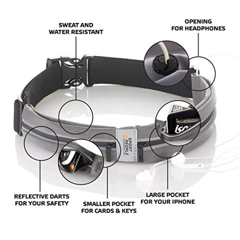 Image of sport2people Running Belt USA Patented - Hands-Free Workout Fanny Pack - iPhone X 8 11 12 Pro Buddy Pouch for Runners - Freerunning Reflective Waist Pack Phone Holder - Fitness Gear Accessories