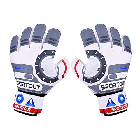 Image of Sportout Kids Goalkeeper Gloves, Soccer Gloves with Double Wrist Protection and Non-Slip Wear Resistant Latex Material to Give Protection to Prevent Injuries. (Astronaut-White, 7)